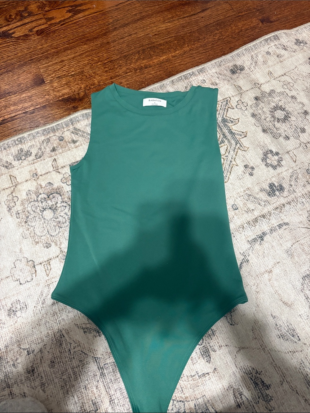 Babaton Teal Crewneck Sleeveless Bodysuit